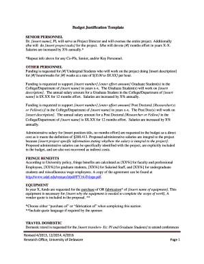 Budget Justification Example  Form