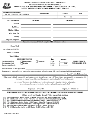 Maryland Dnr Form B 108