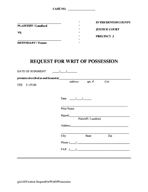 Writ of Possession Texas PDF  Form
