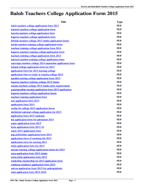 Balob Teachers College Application Form