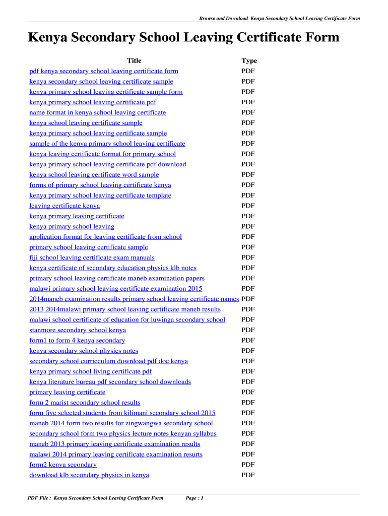 Secondary School Certificate Download  Form