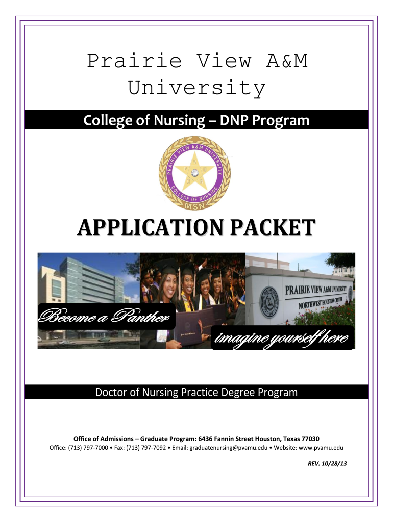 Get and Sign Prairie View A&M University APPLICATION PACKET  Pvamu 2013-2022 Form