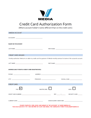 Credit Card Authorization Form Vmedia Ca