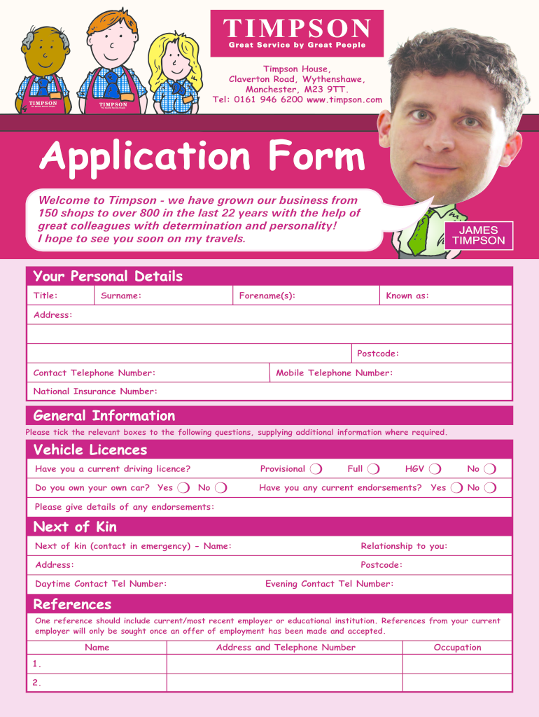 Timpson Application Form