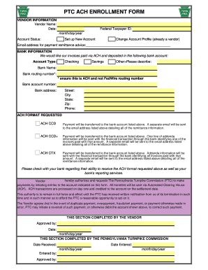 PTC ACH ENROLLMENT FORM Pennsylvania Turnpike