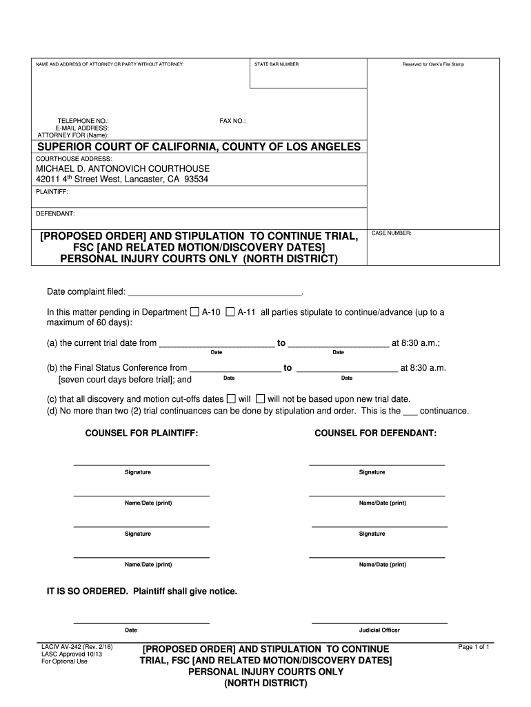  Stipulation to Continue California 2016-2024