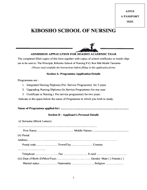 Kibosho School of Nursing  Form