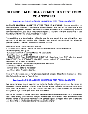 Glencoe Algebra 2 Chapter 3 Answer Key PDF  Form