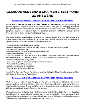 Glencoe Algebra 2 Chapter 3 Answer Key PDF Form