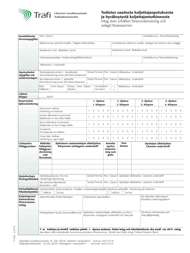 Todistus Saadusta Kuljettajaopetuksesta Ja Hyv Ksytyst Lomake Fi  Form