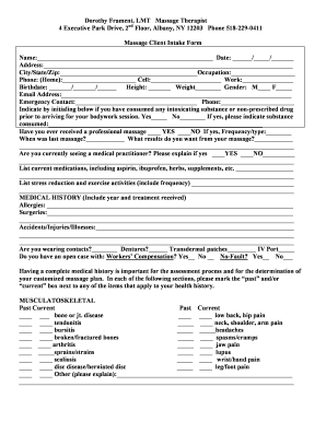 Massage Intake Form