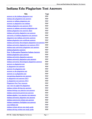 Indiana University Plagiarism Test Certificate Answers Quizlet  Form