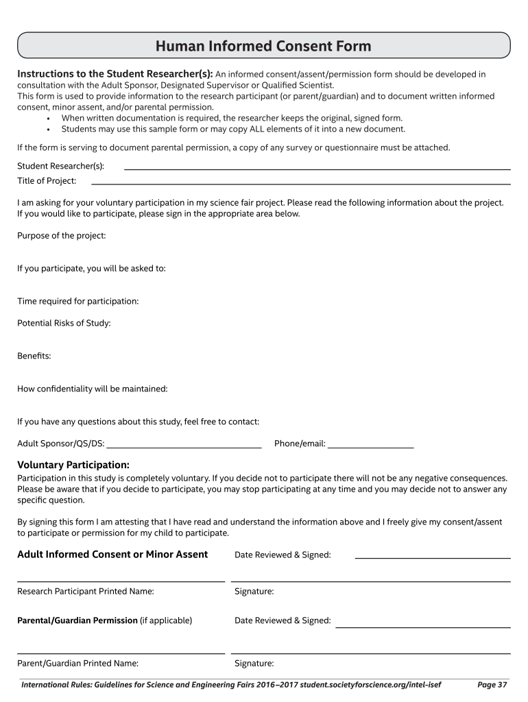 Human Informed Consent Form