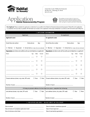 Application Clarendon County Habitat for Humanity  Form