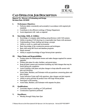 Cad Operator Job Description  Form