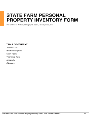 State Farm Personal Property Inventory Form