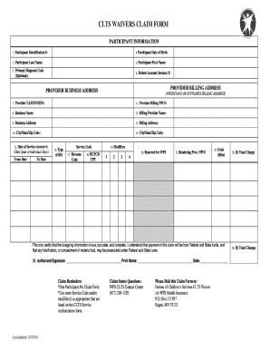 CLTS WAIVERS CLAIM FORM Jefferson County Jeffersoncountywi