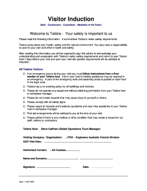 Safety Induction for Visitors PDF  Form