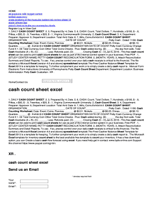 Cash Count Sheet Excel Download  Form