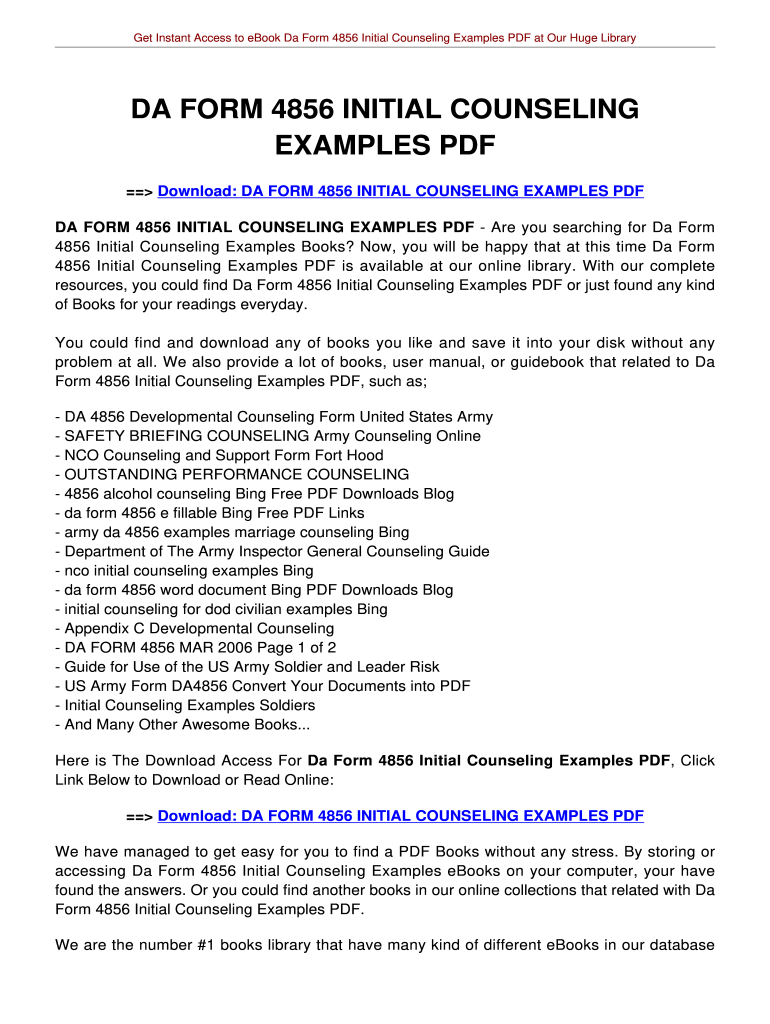 Example of Initial Counseling 4856  Form