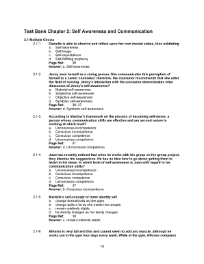 Self Awareness Test for Students PDF  Form