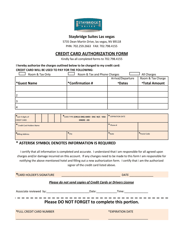 Staybridge Suites  Form