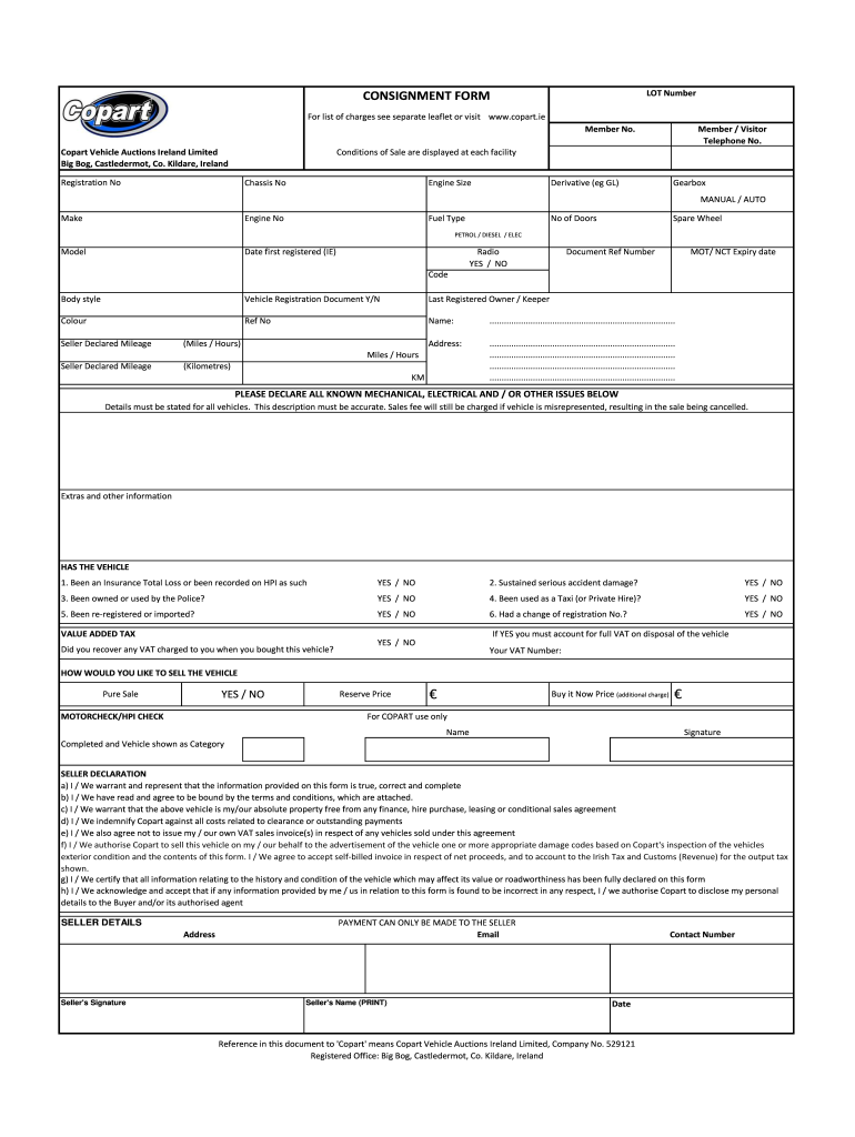 Copart Invoice  Form