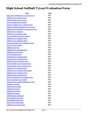 High School Softball Tryout Evaluation Form