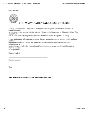 Nyc Doe Permission Slip  Form