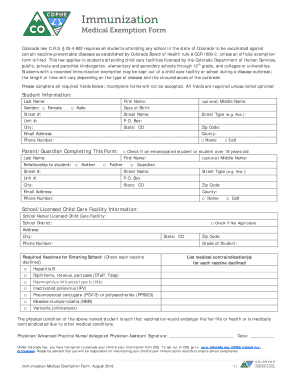 Medical Immunization Exemption Form Colorado Gov