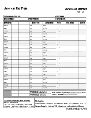 Course Record Addendum WordPress Com  Form