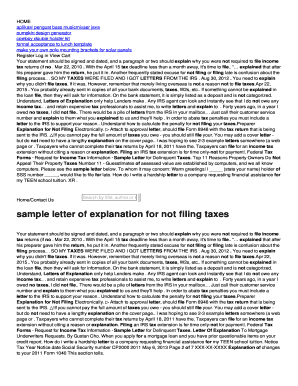 Sample Letter for Non Filing of Income Tax Return  Form