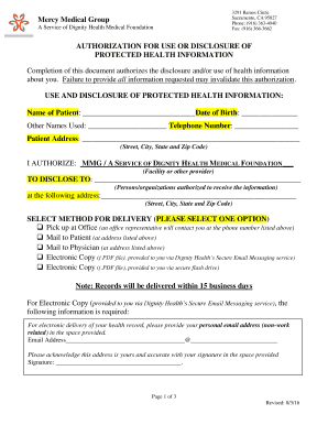 Medical Group Authorization Health  Form