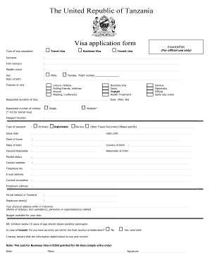 The United Republic of Tanzania Visumplus Nl  Form