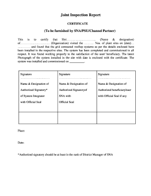 Joint Inspection Report Format