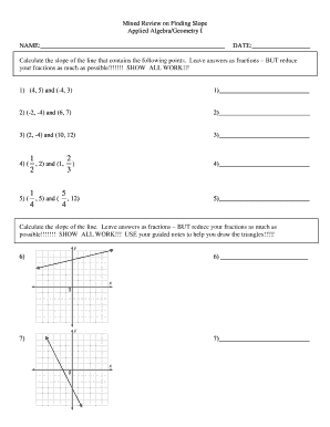 Mixed Review on Finding Slope Applied Algebra Geometry I  Form