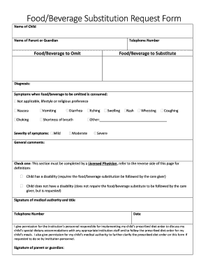 FoodBeverage Substitution Request Form Schools Utah Gov Schools Utah