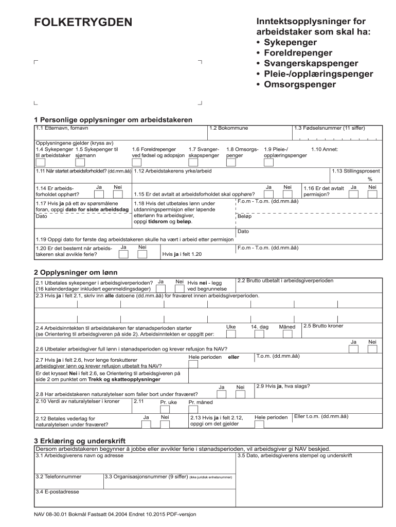  Inntektsopplysninger Skjema 2015-2024