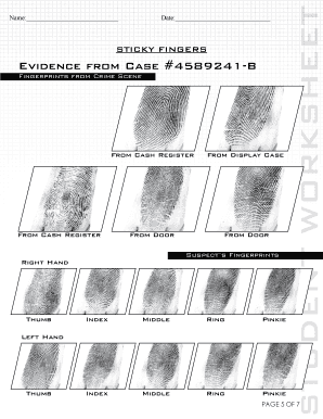 Sticky Fingers Worksheet Answers  Form