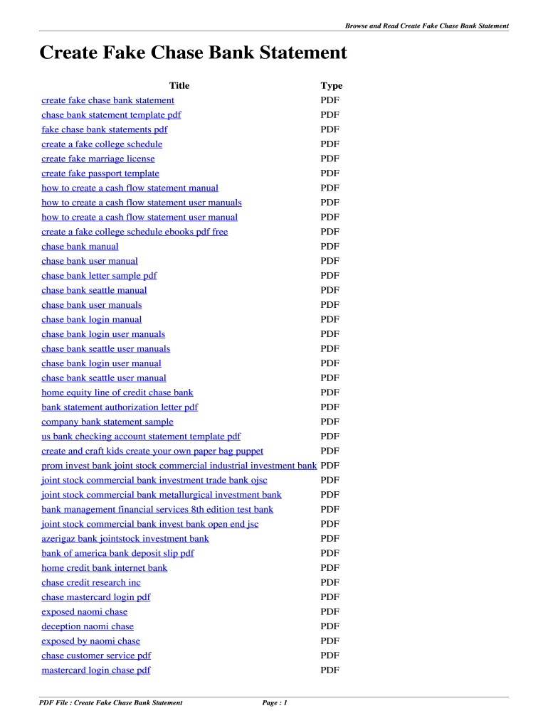 Create Fake Chase Bank Statement Create Fake Chase Bank Statement  Form