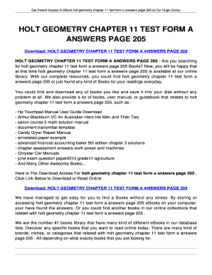 Holt Mcdougal Geometry Chapter 11 Test Answers  Form