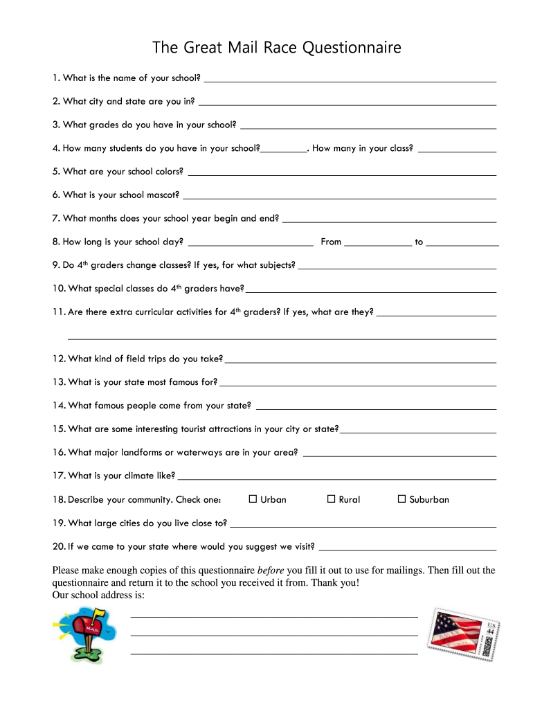 The Great Mail Race Questionnaire  Form