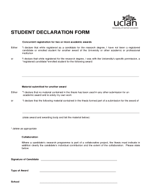 Student Declaration Form