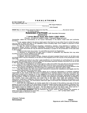 How to Fill Vakalatnama  Form