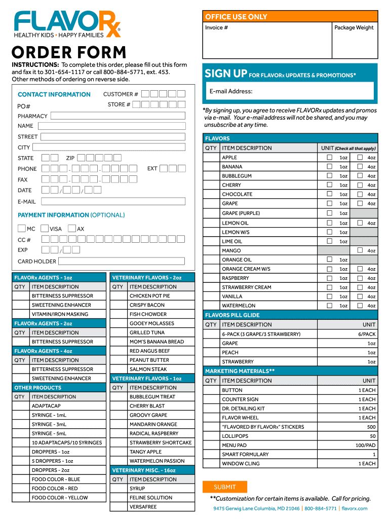  Other Methods of Ordering on Reverse Side 2016