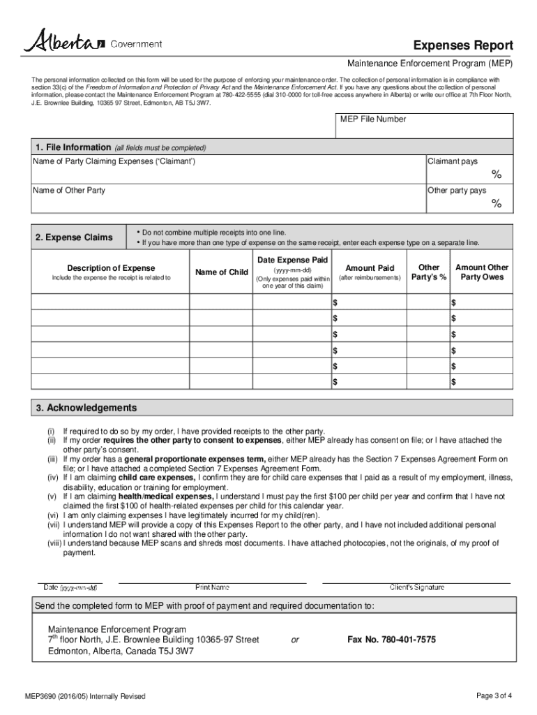 Section 7 Expenses Information and Report