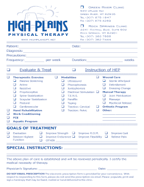 Physiotherapy Prescription Pad  Form