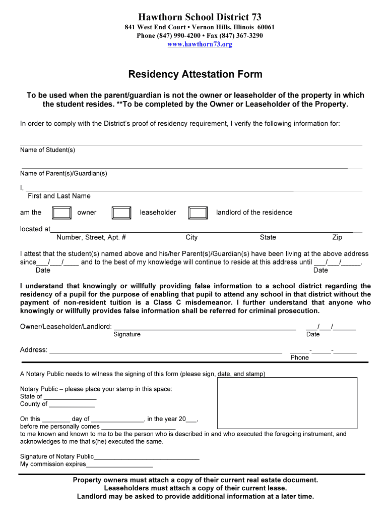 Residency Attestation Form