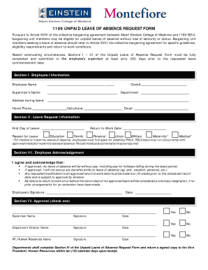 1199 Unpaid Leave of Absence Form