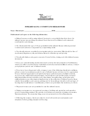 Infrared Sauna Consent Form Thinique